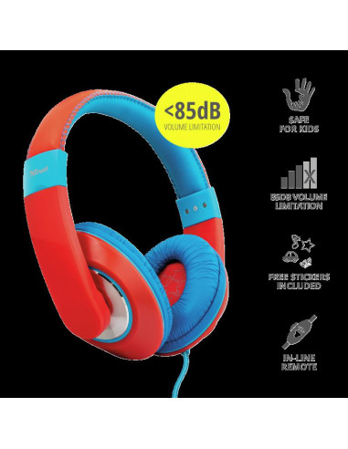 Casti cu microfon Trust Sonin Kids Headphones, rosu,TR-23585