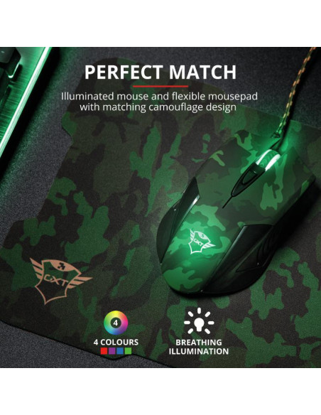 Mouse Trust GXT 781 Rixa Camo, Gaming Mouse, verde
