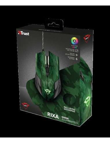 Mouse Trust GXT 781 Rixa Camo, Gaming Mouse, verde