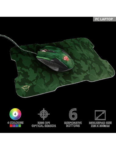 Mouse Trust GXT 781 Rixa Camo, Gaming Mouse, verde