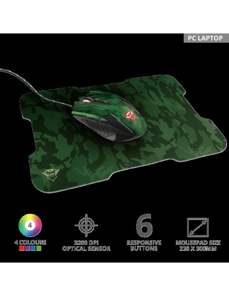 Mouse Trust GXT 781 Rixa Camo, Gaming Mouse, verde