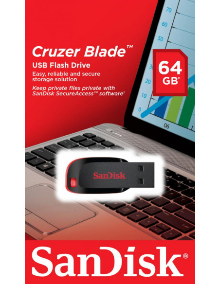 Memorie USB Flash Drive SanDisk Cruzer Blade, 64 GB, USB
