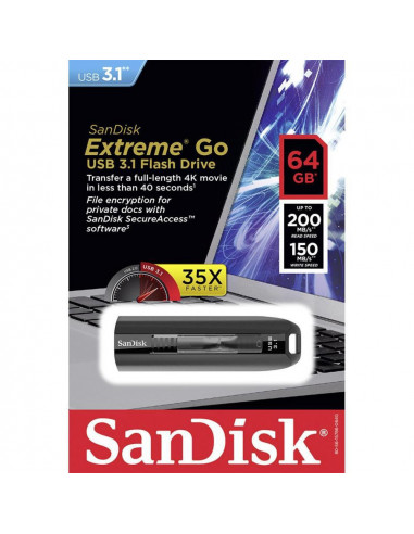 Memorie USB Flash Drive SanDisk Extreme GO, 64GB, USB