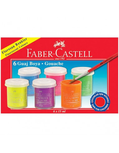 FC160403,GUASE 6 CULORI 15 ML FLUORESCENTE FABER-CASTELL