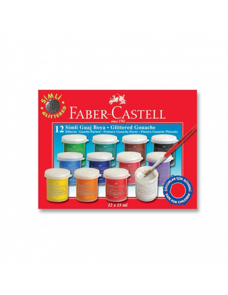 FC160404,Guase Metalizate Faber-Castell, 12 Culori, 15 ml