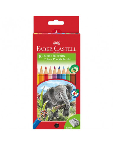 FC111210,Creioane Colorate Jumbo Faber-Castell, 10 culori