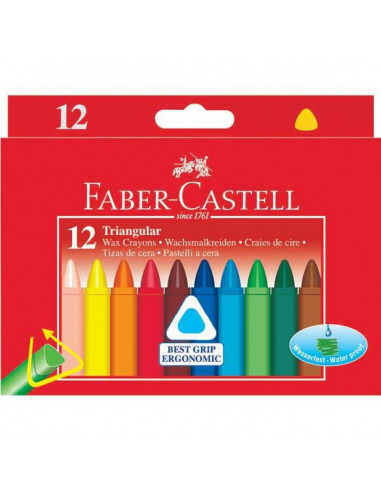 FC120010,Creioane Cerate Triunghiulare Faber-Castell, 12 culori