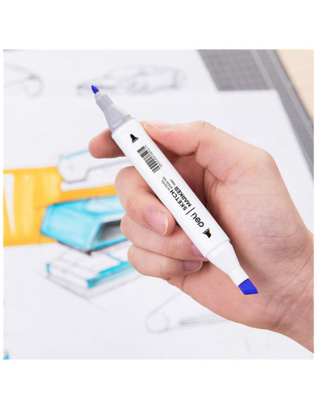 Markere cu 2 capete 1 mm/7 mm, 36 culori/set, DELI Sketch Color