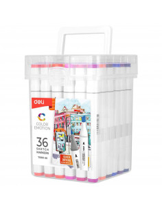 Markere cu 2 capete 1 mm/7 mm, 36 culori/set, DELI Sketch Color 2