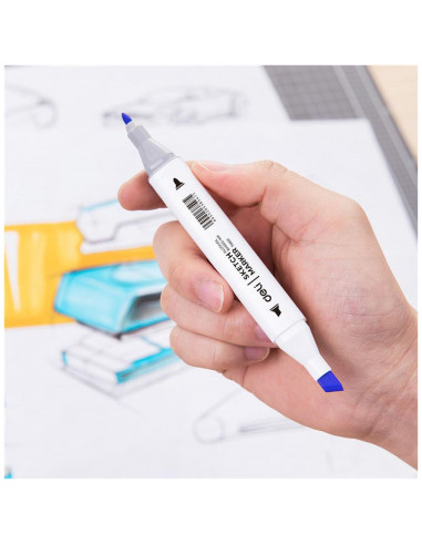 Markere cu 2 capete 1 mm/7 mm, 24 culori/set, DELI Sketch Color Markere cu 2 capete 1 mm/7 mm, 24 culori/set, DELI Sketch Color