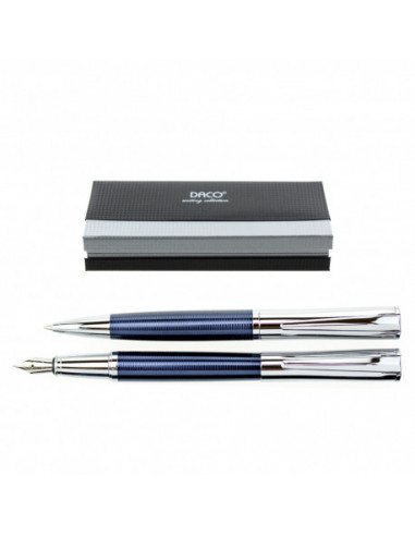SE277,Set pix si stilou DACO SE277, Albastru/Argintiu texturat