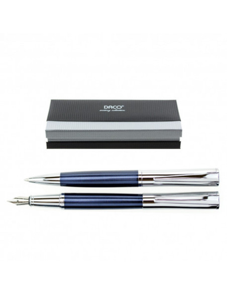 SE277,Set pix si stilou DACO SE277, Albastru/Argintiu texturat