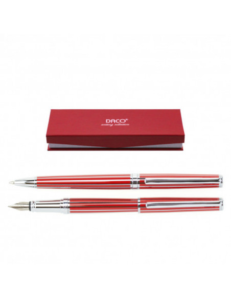 SE280R,Set pix si stilou DACO SE280R, Rosu/Argintiu
