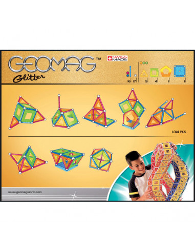 Geomag Glitter: Set cu sclipici - cu panele - 44 piese,532