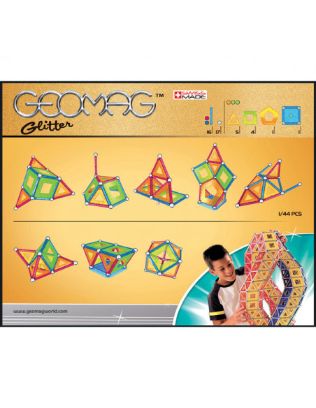 Geomag Glitter: Set cu sclipici - cu panele - 44 piese,532