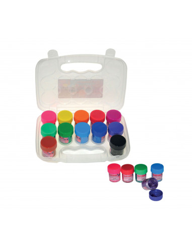 CU120,CULORI TEMPERA 12C 20ML GLITTERA DACO CU120