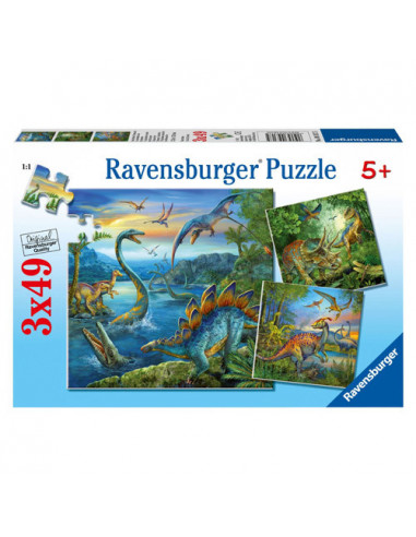 PUZZLE FARMECUL DINOZAURILOR, 3x49 PIESE,RVSPC09317