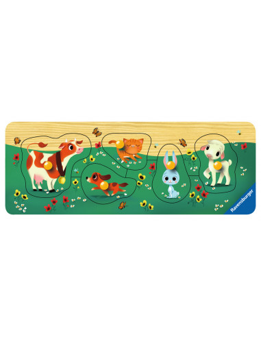 Puzzle Din Lemn Cu Animale, 5 Piese,RVSPC03235