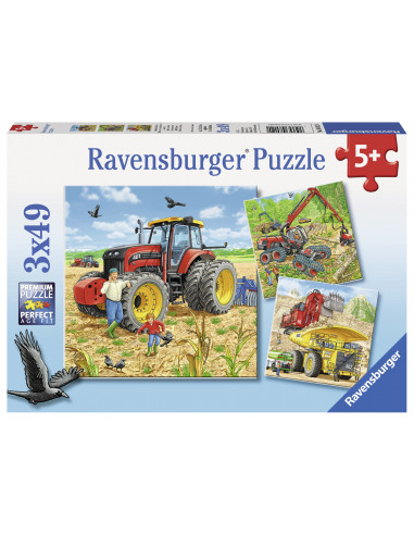 PUZZLE MASINARII, 3X49 PIESE,RVSPC08012