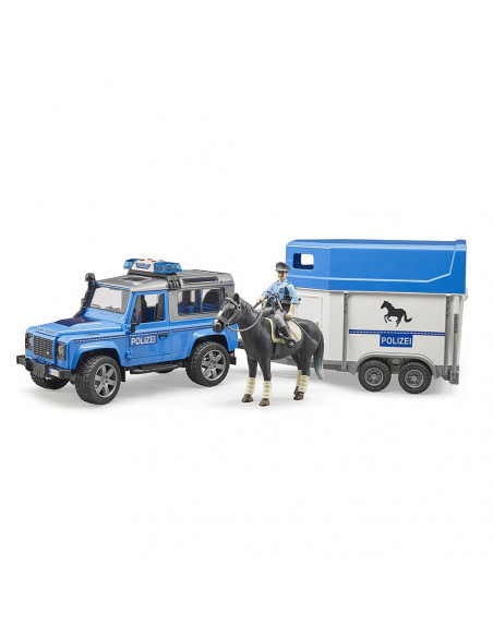 BRUDER - MASINA DE POLITIE LAND ROVER DEFENDER CU REMORCA