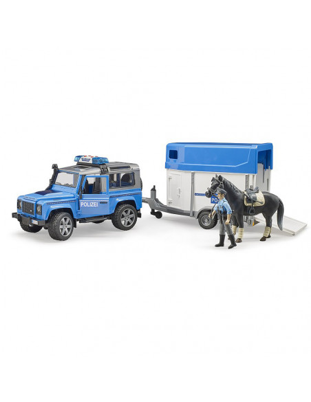 BRUDER - MASINA DE POLITIE LAND ROVER DEFENDER CU REMORCA