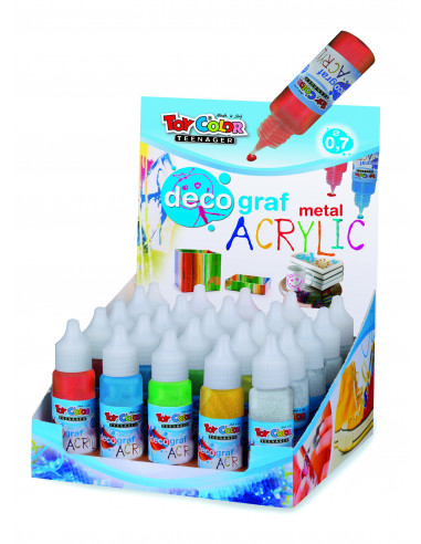 Set tempera metalizataToy Color decograf 25ml, 6 culori,TC669