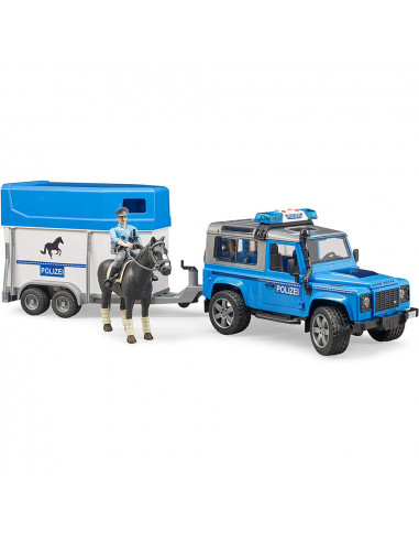 BRUDER - MASINA DE POLITIE LAND ROVER DEFENDER CU REMORCA