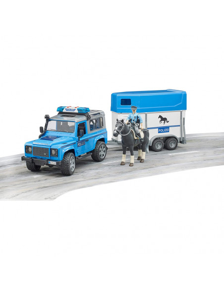 BRUDER - MASINA DE POLITIE LAND ROVER DEFENDER CU REMORCA