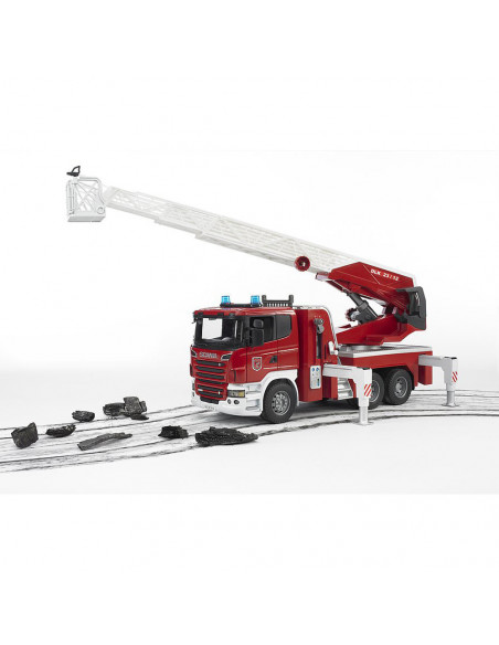 BRUDER - CAMION DE POMPIERI SCANIA R-SERIES CU SCARA, POMPA DE