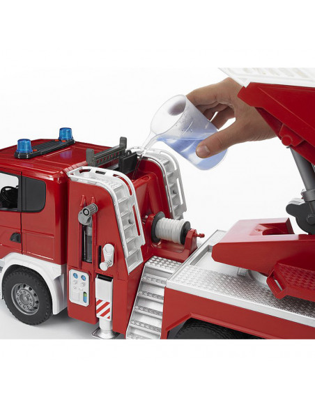 BRUDER - CAMION DE POMPIERI SCANIA R-SERIES CU SCARA, POMPA DE