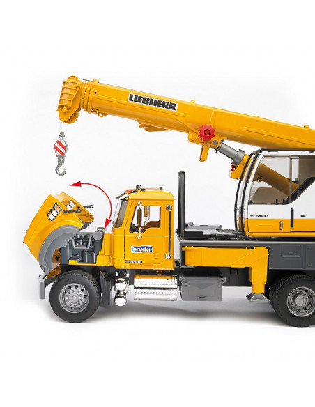 BRUDER - CAMION MACK GRANITE LIEBHERR CU MACARA,BR02818