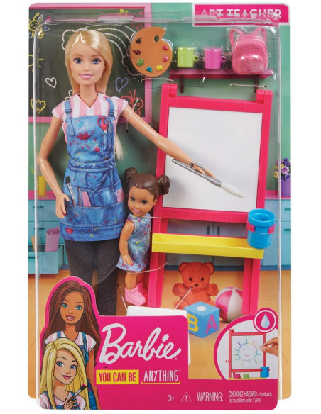 Barbie Cariere Set Mobilier Cu Papusa Blonda Profesoara De