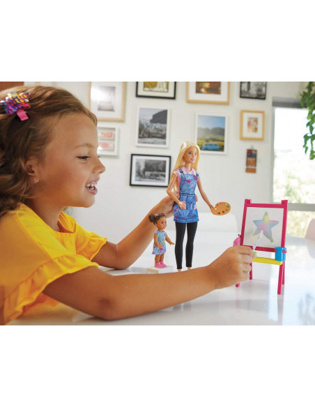 Barbie Cariere Set Mobilier Cu Papusa Blonda Profesoara De