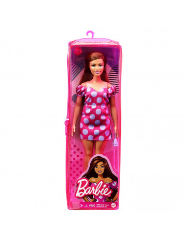 Papusa Barbie Fashionista Satena Cu Rochie Roz Cu