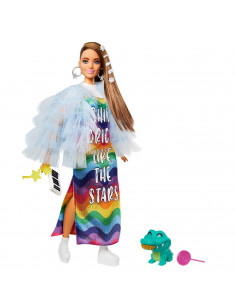 Papusa Barbie Extra Style Rochie Curcubeu,MTGYJ78 2