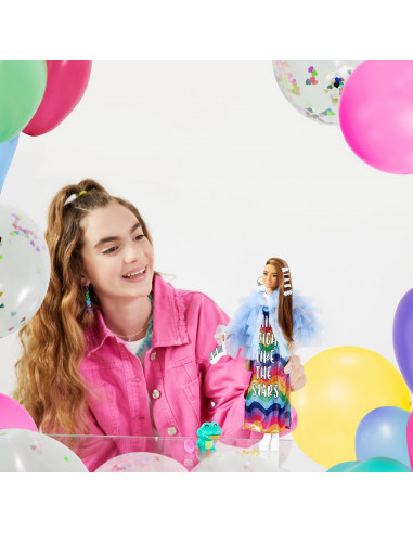 Papusa Barbie Extra Style Rochie Curcubeu,MTGYJ78