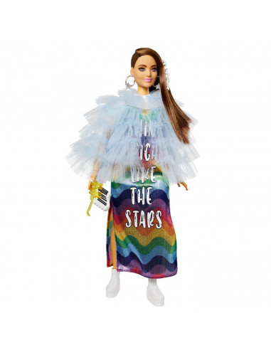 Papusa Barbie Extra Style Rochie Curcubeu,MTGYJ78