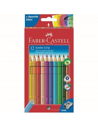 FC110912,Creioane Colorate Faber-Castell Jumbo Grip, 12 culori + ascutitoare