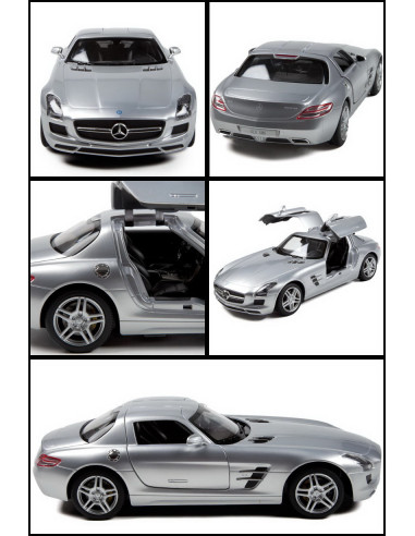 Masina Cu Telecomanda Mercedes-benz Sls Amg Argintiu Cu Scara 1
