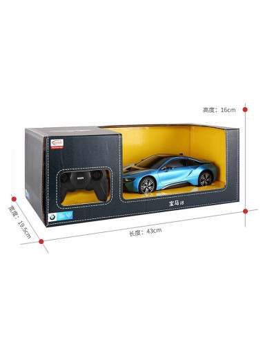 Masina Cu Telecomanda Bmw I8 Albastru Cu Scara 1 La