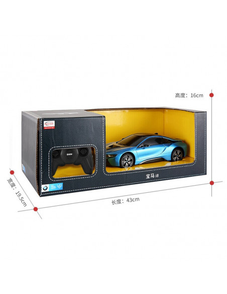 Masina Cu Telecomanda Bmw I8 Albastru Cu Scara 1 La