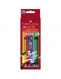 FC116613,Creioane Colorate Faber-Castell, 10 Culori + Guma Grip 2001