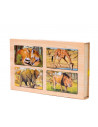 Puzzle Lemn, 12 Piese, 4 Puzzle In Cutie - Animale