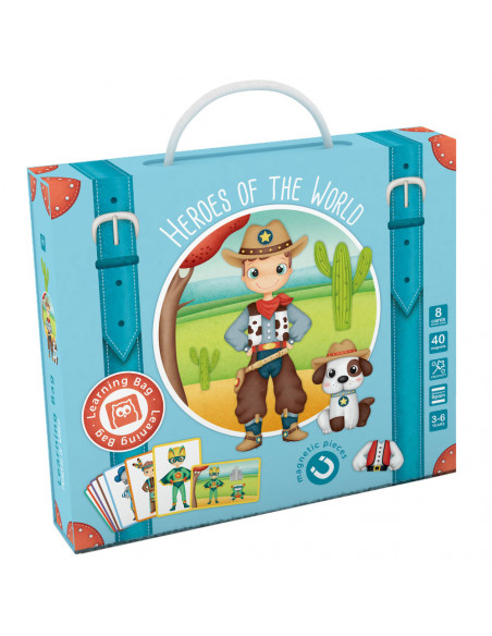 Puzzle Magnetic Educativ - Valiza cu Eroii Lumii,EAN-812744
