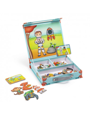 Puzzle Magnetic Educativ - Valiza cu Eroii Lumii,EAN-812744