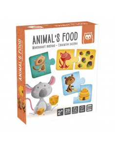 Puzzle Educativ Montessori - Animale și hrana lor