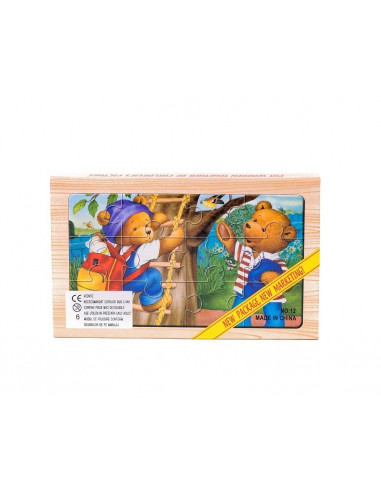 Puzzle Lemn, 12 Piese, 4 Puzzle In Cutie - Ursuleti,Puz3