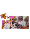 Puzzle Lemn, 12 Piese, 4 Puzzle In Cutie - Familie De Catei,Puz2