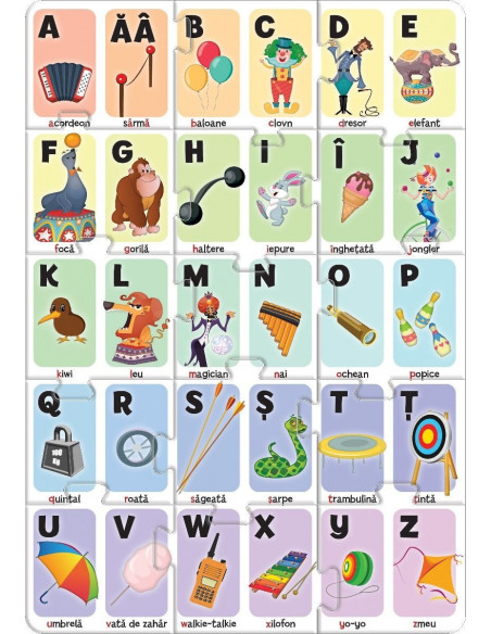Alfabetul La Circ, Puzzle Noriel, 30 Piese,Uniq3843