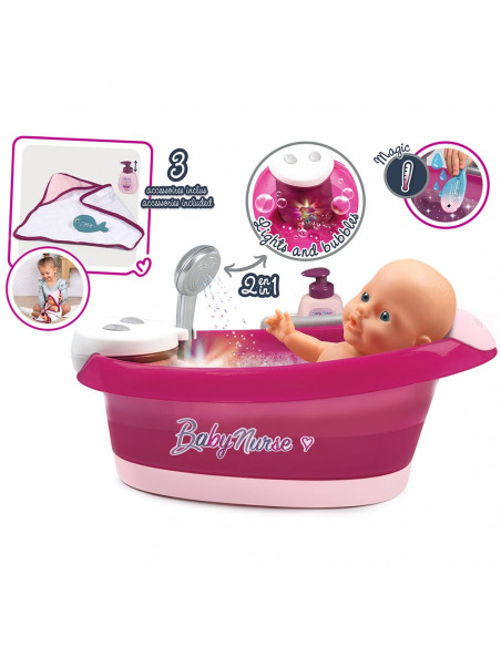 Cadita pentru papusa Smoby Baby Nurse Baleno Bath,S7600220362